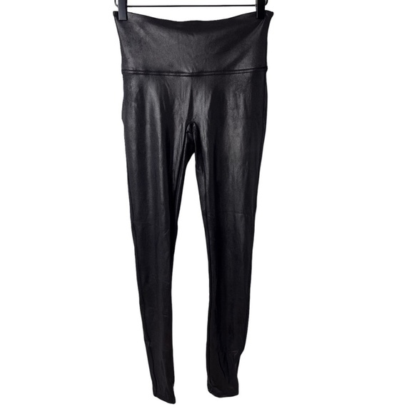 Spanx Faux Leather Leggings Black Size Small Contoured Waistband Shapewear 2437 - Picture 2 of 6